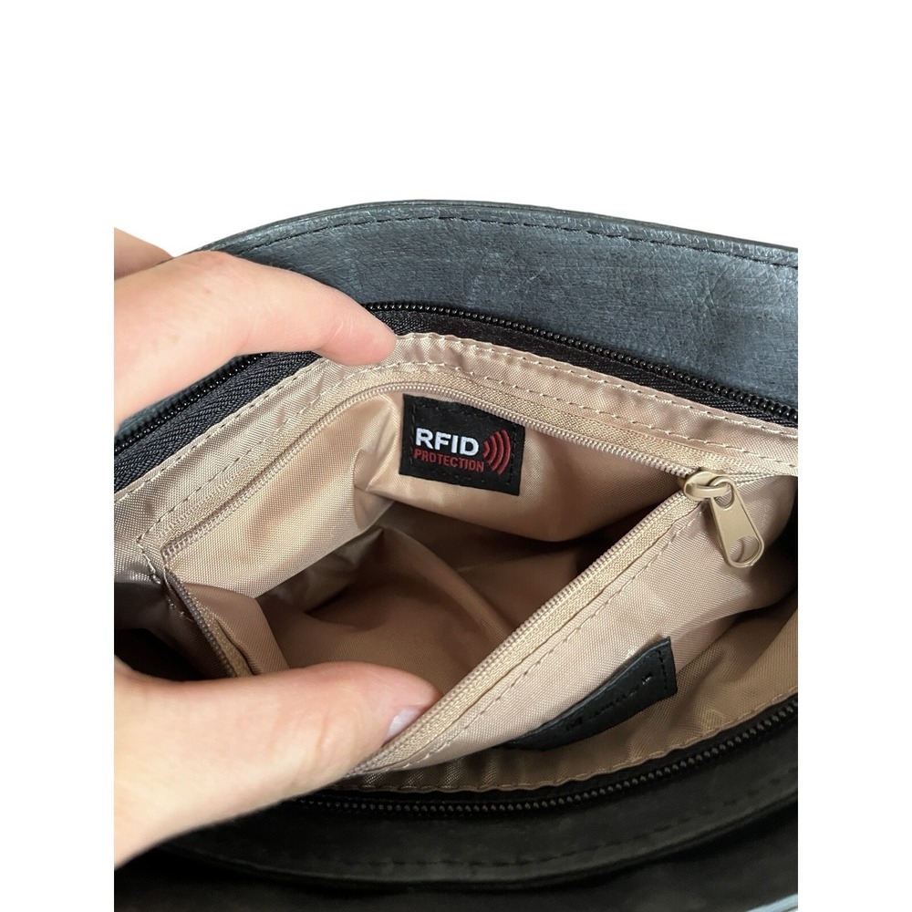Bucket Tote Concealed Carry Purse Tumbled Leather GTM-19 Black - Picture 4 of 9
